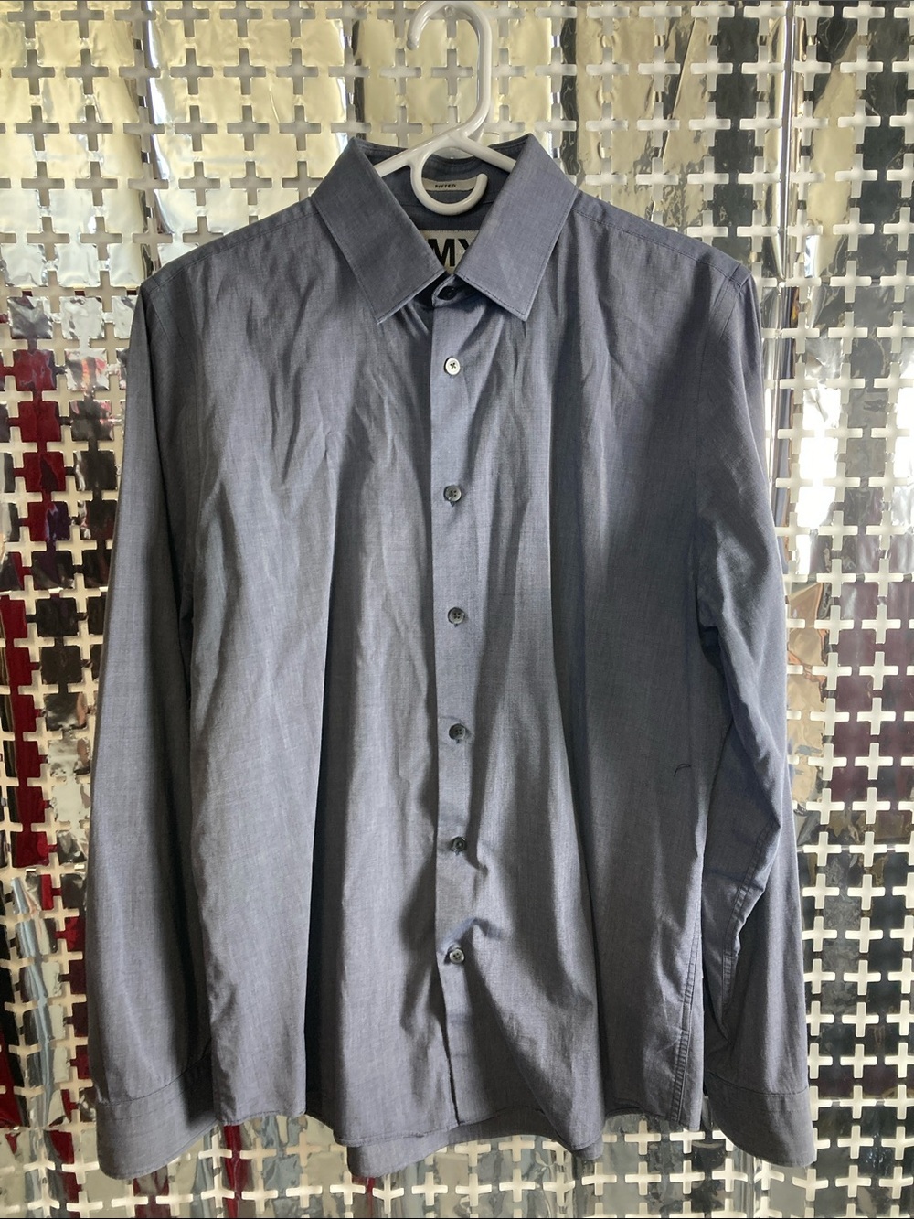 Express Men's Slate Blue Button-Up Dress Shirt